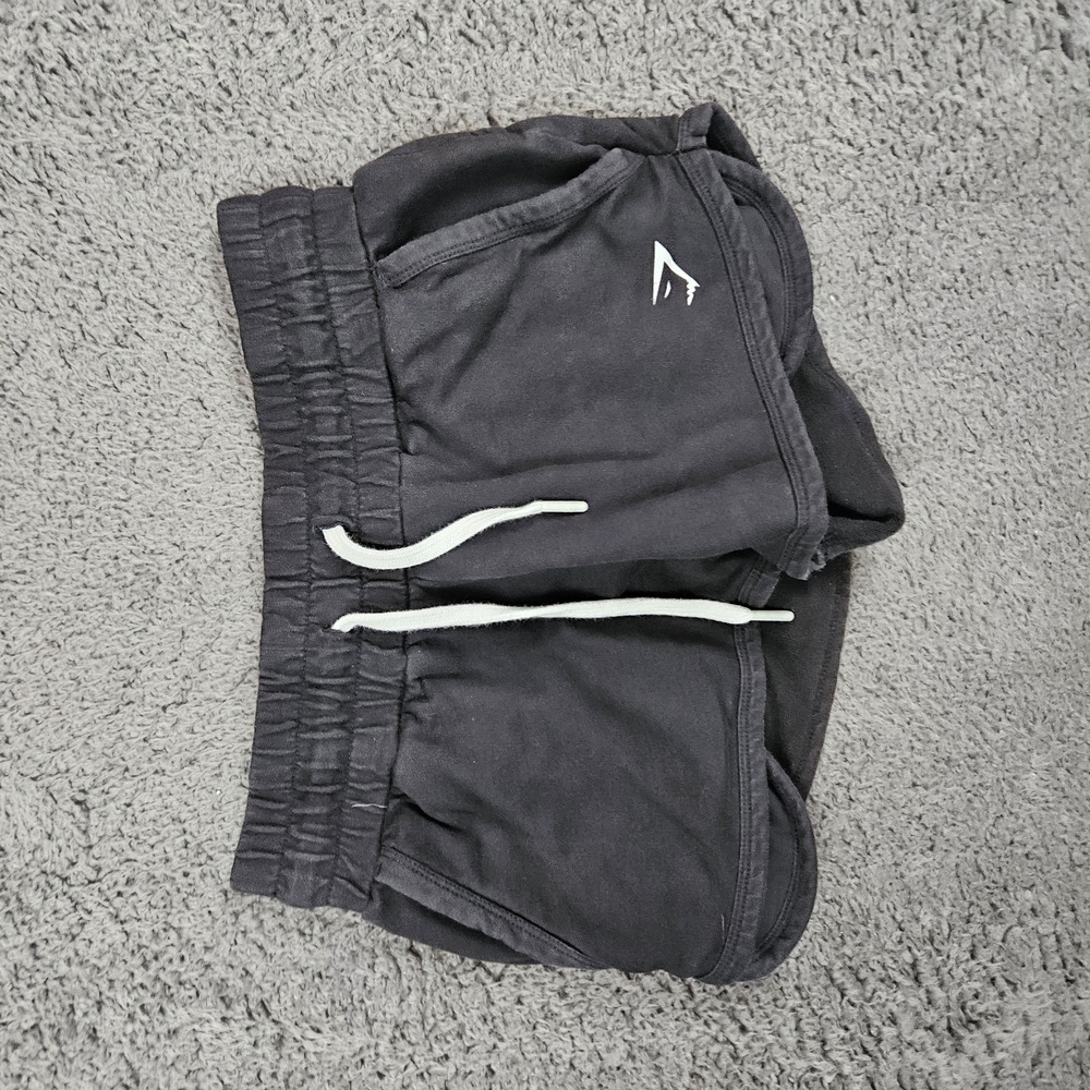 Gymshark Shorts Womens Small Black Athletic Drawstring Curved Hem Sporty Minimal